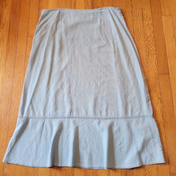 Crazy Horse Light Blue Maxi Skirt Button Detail 18 Western Jean Chambray Denim - Picture 2 of 4